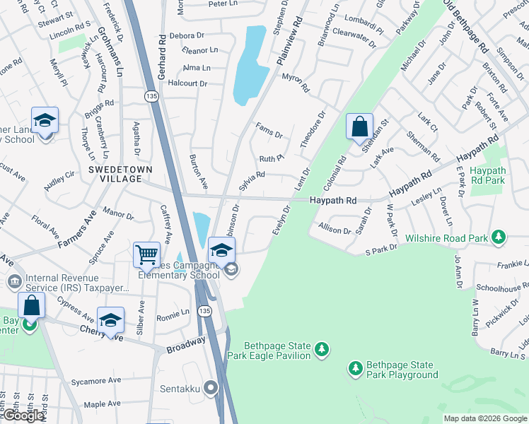 map of restaurants, bars, coffee shops, grocery stores, and more near 8 Susan Street in Bethpage