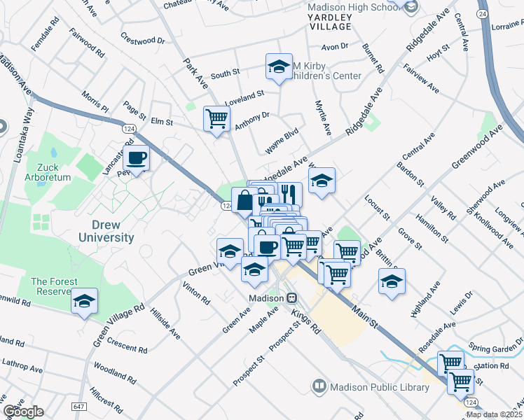 map of restaurants, bars, coffee shops, grocery stores, and more near 35 Community Place in Madison
