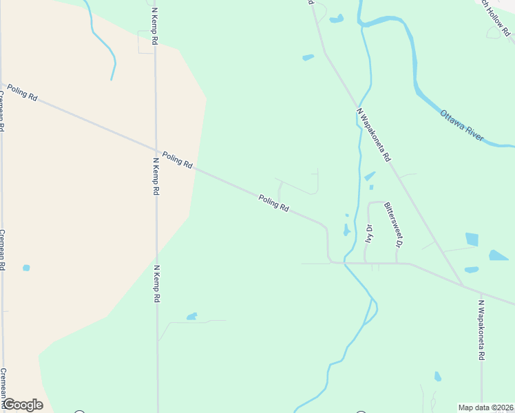 map of restaurants, bars, coffee shops, grocery stores, and more near 6005 Poling Road in Elida