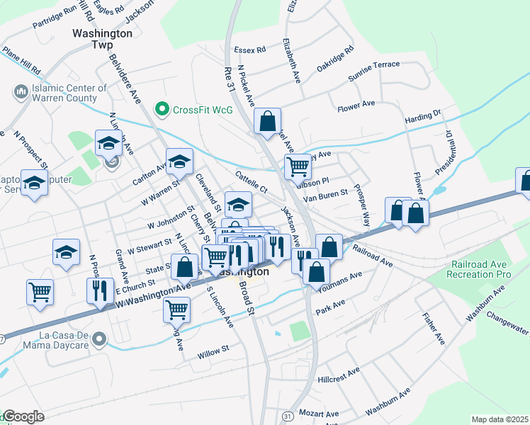 map of restaurants, bars, coffee shops, grocery stores, and more near 35 Brown Street in Washington