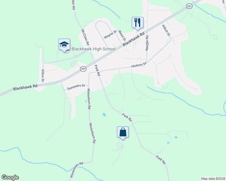 map of restaurants, bars, coffee shops, grocery stores, and more near 151 Chippewa Park Road in Beaver Falls