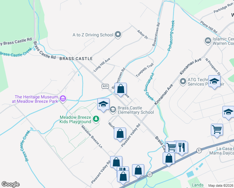 map of restaurants, bars, coffee shops, grocery stores, and more near 80 Brass Castle Road in Washington