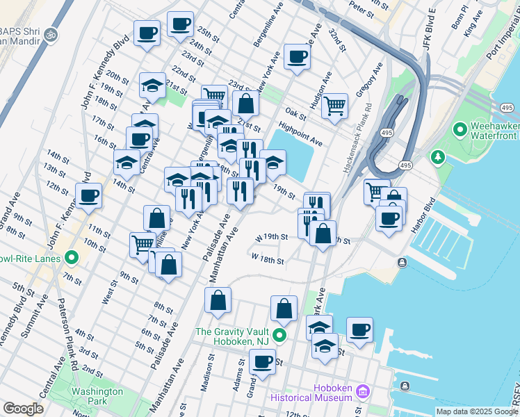 map of restaurants, bars, coffee shops, grocery stores, and more near 324 Mountain Road in Union City