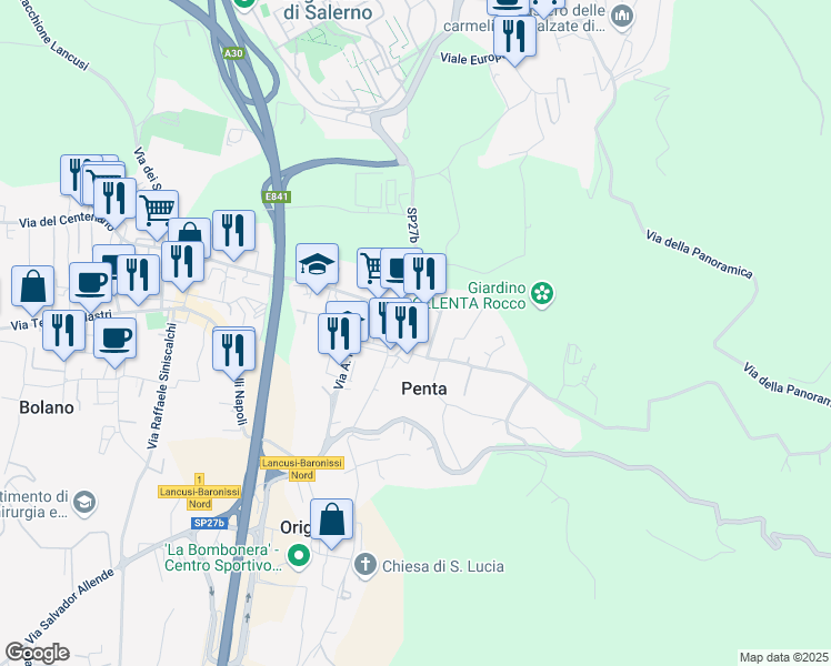 map of restaurants, bars, coffee shops, grocery stores, and more near 6B Via Casa Gaiano in Penta