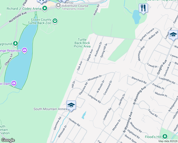 map of restaurants, bars, coffee shops, grocery stores, and more near 7 Ash Avenue in West Orange