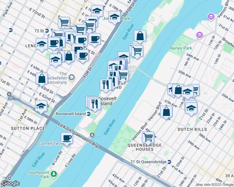 map of restaurants, bars, coffee shops, grocery stores, and more near in New York