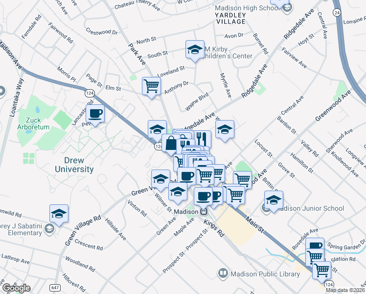 map of restaurants, bars, coffee shops, grocery stores, and more near 35 Community Place in Madison