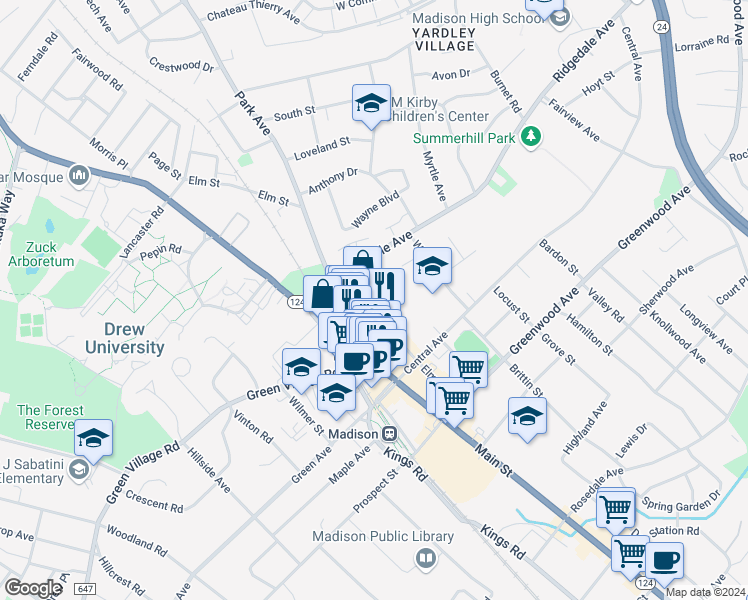 map of restaurants, bars, coffee shops, grocery stores, and more near 16 Cook Avenue in Madison