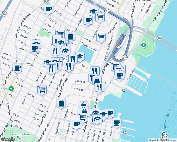 map of restaurants, bars, coffee shops, grocery stores, and more near in Union City