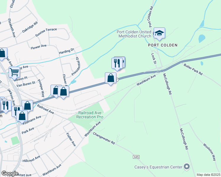 map of restaurants, bars, coffee shops, grocery stores, and more near 405 East Washington Avenue in Washington