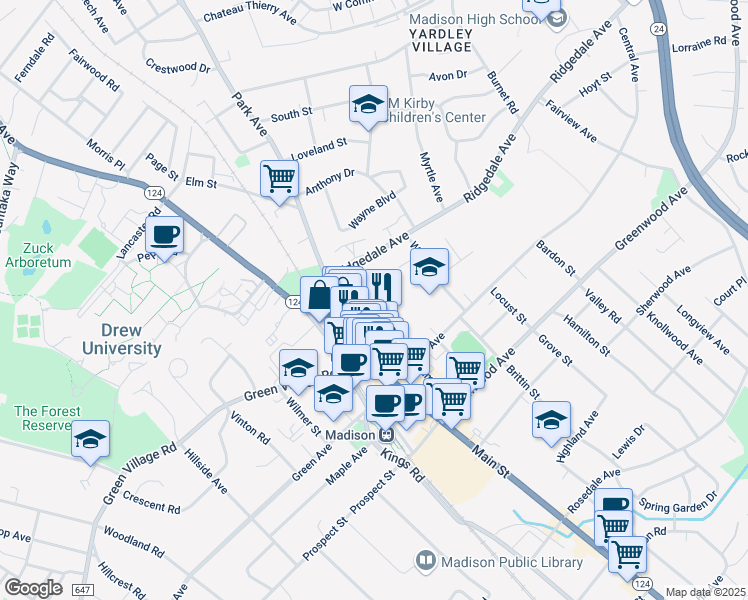 map of restaurants, bars, coffee shops, grocery stores, and more near 35 Community Place in Madison