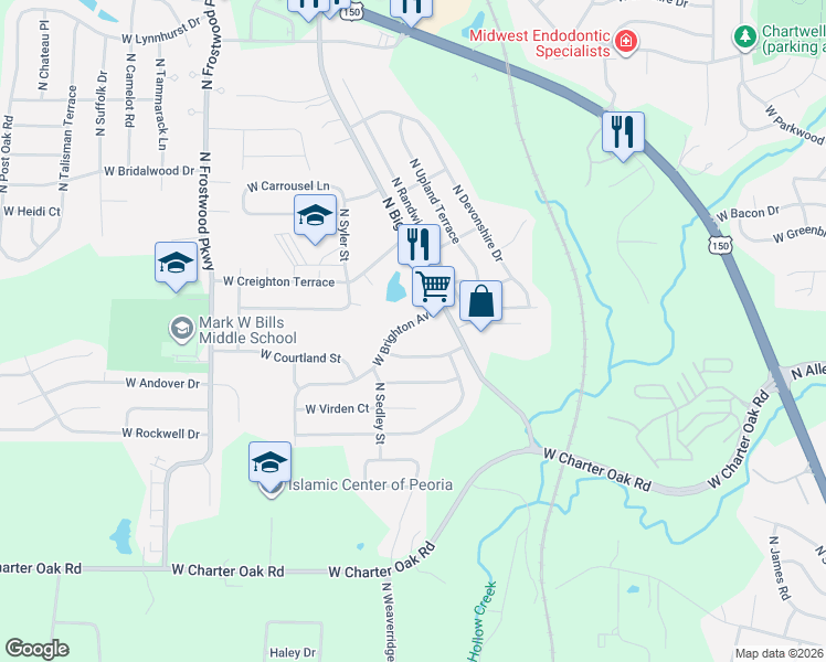 map of restaurants, bars, coffee shops, grocery stores, and more near 3813 West Vinton Avenue in Peoria