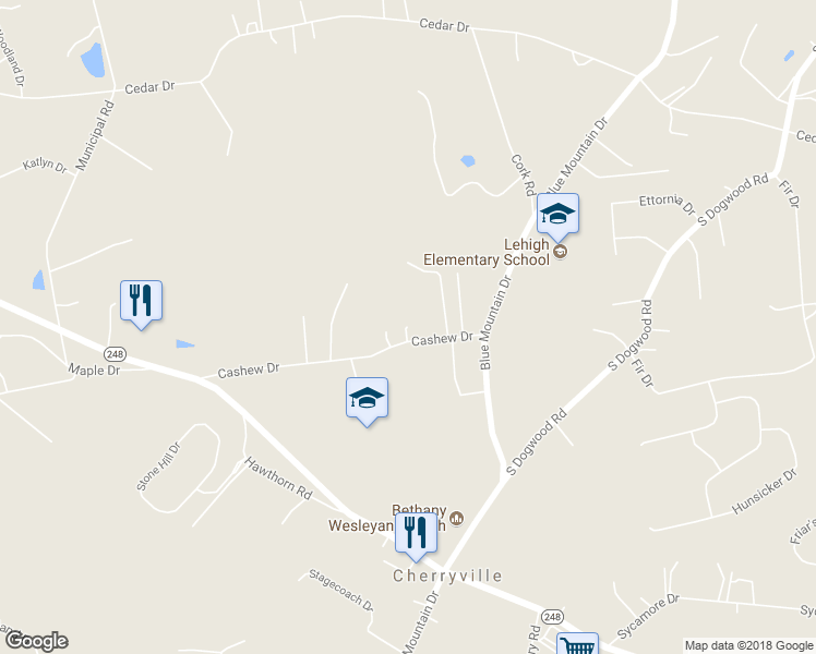 map of restaurants, bars, coffee shops, grocery stores, and more near 4194 Cashew Drive in Walnutport