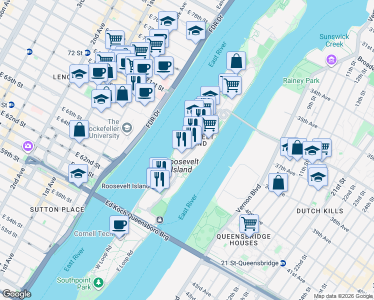 map of restaurants, bars, coffee shops, grocery stores, and more near in New York