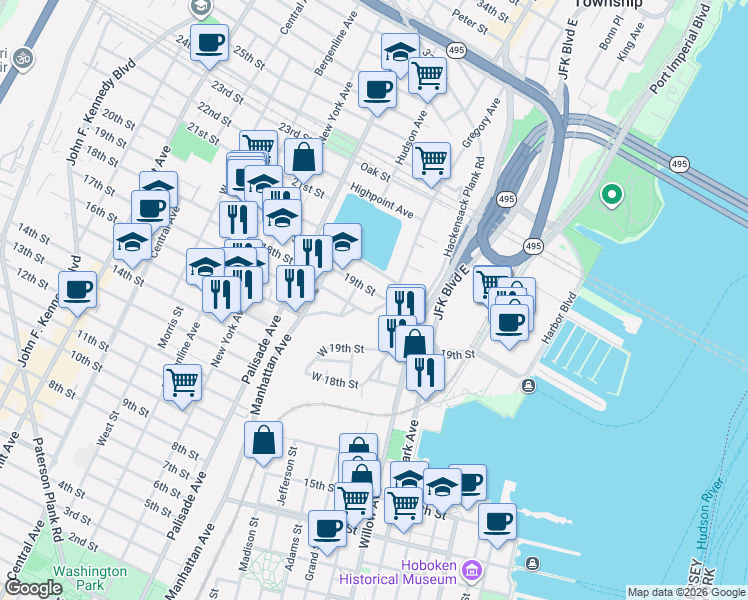 map of restaurants, bars, coffee shops, grocery stores, and more near in Union City