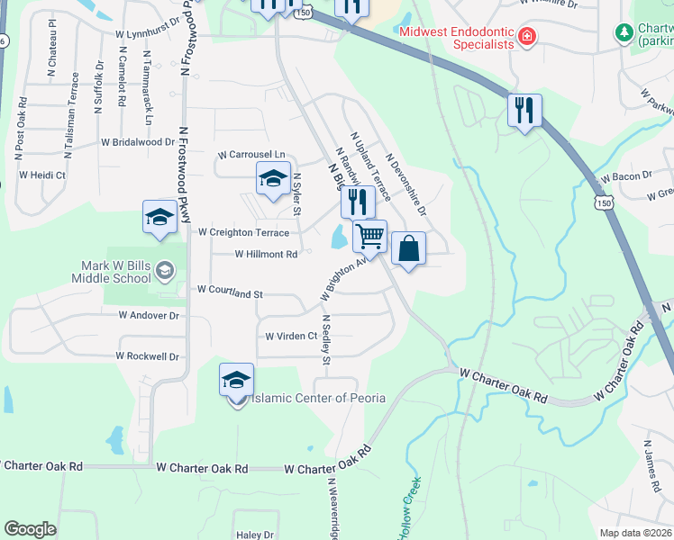 map of restaurants, bars, coffee shops, grocery stores, and more near 3813 West Vinton Avenue in Peoria