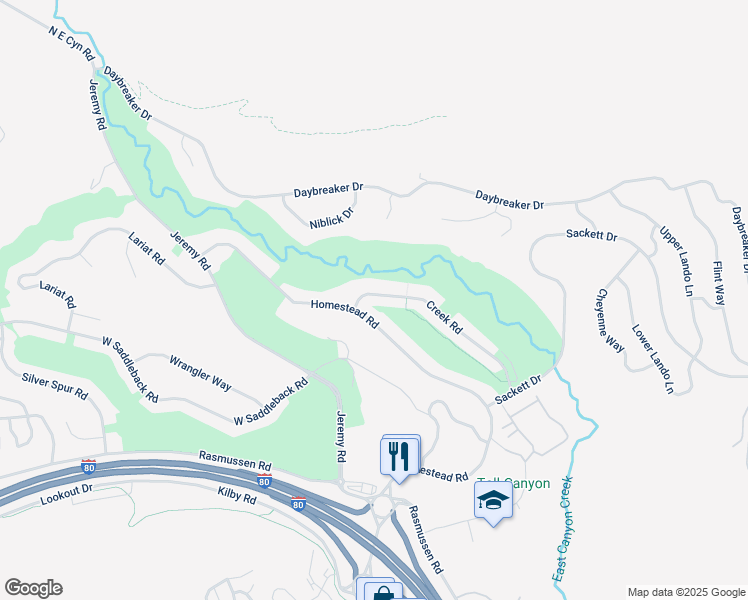 map of restaurants, bars, coffee shops, grocery stores, and more near 3239 Creek Road in Park City