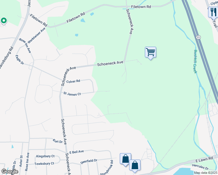 map of restaurants, bars, coffee shops, grocery stores, and more near 475 Saint James Court in Nazareth