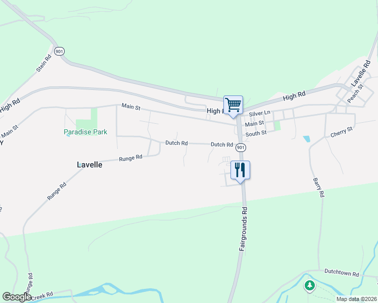 map of restaurants, bars, coffee shops, grocery stores, and more near 94 Dutch Road in Ashland