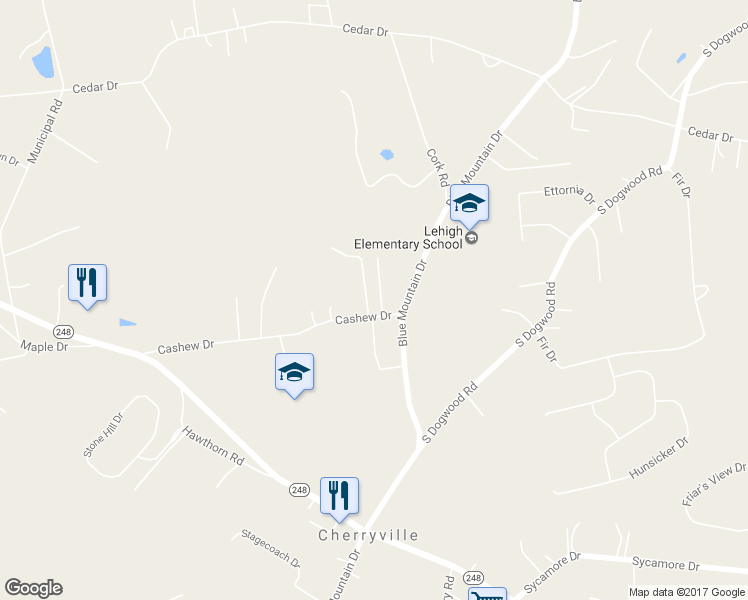 map of restaurants, bars, coffee shops, grocery stores, and more near 4174 Cashew Drive in Walnutport