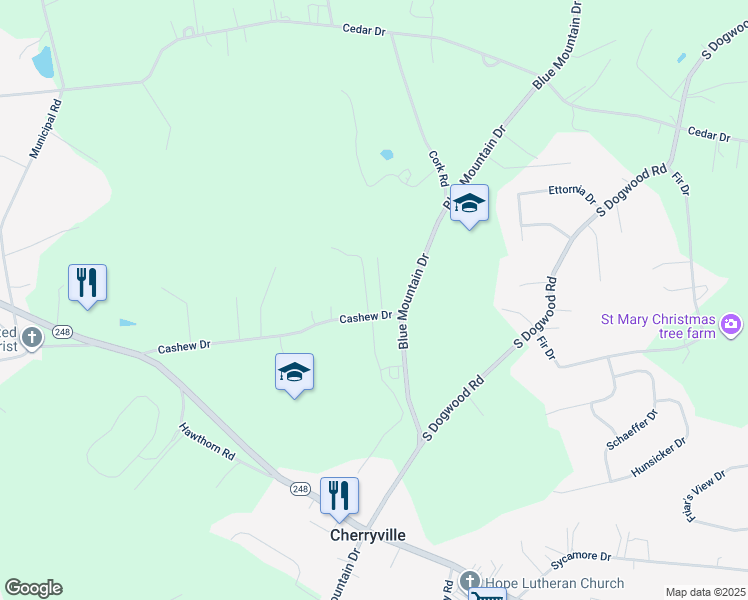 map of restaurants, bars, coffee shops, grocery stores, and more near 4174 Cashew Drive in Walnutport