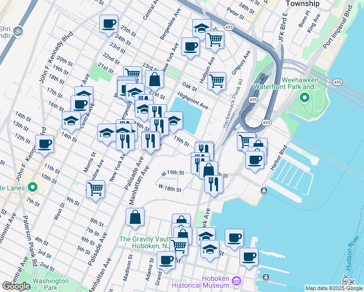 map of restaurants, bars, coffee shops, grocery stores, and more near in Union City