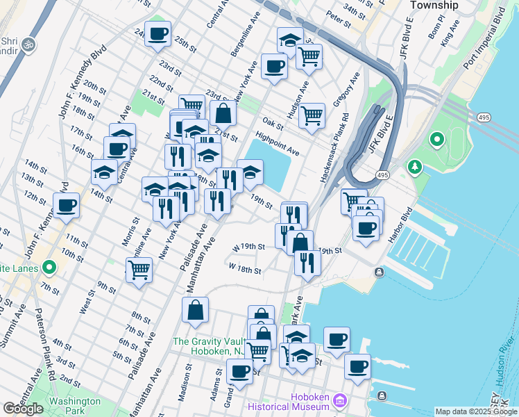 map of restaurants, bars, coffee shops, grocery stores, and more near in Union City