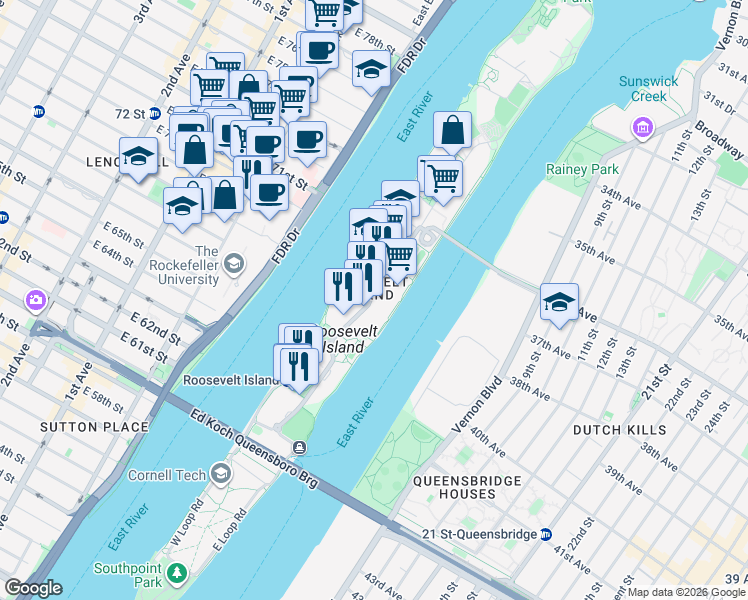 map of restaurants, bars, coffee shops, grocery stores, and more near 546 Main Street in New York