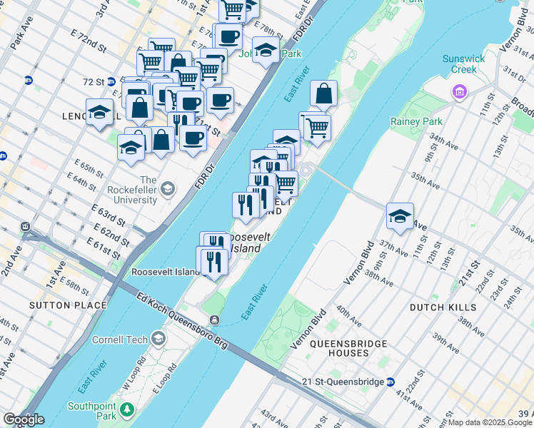map of restaurants, bars, coffee shops, grocery stores, and more near in New York