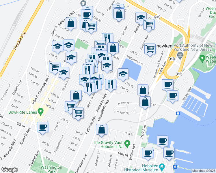 map of restaurants, bars, coffee shops, grocery stores, and more near in Union City