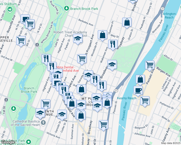 map of restaurants, bars, coffee shops, grocery stores, and more near in Newark