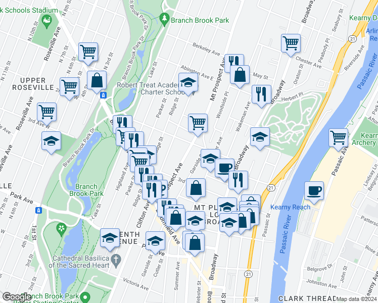 map of restaurants, bars, coffee shops, grocery stores, and more near in Newark