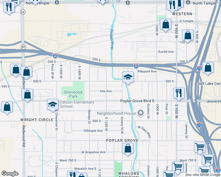 map of restaurants, bars, coffee shops, grocery stores, and more near 305 Concord Street in Salt Lake City