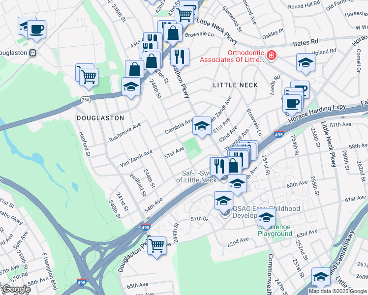 map of restaurants, bars, coffee shops, grocery stores, and more near 51st Avenue in Queens