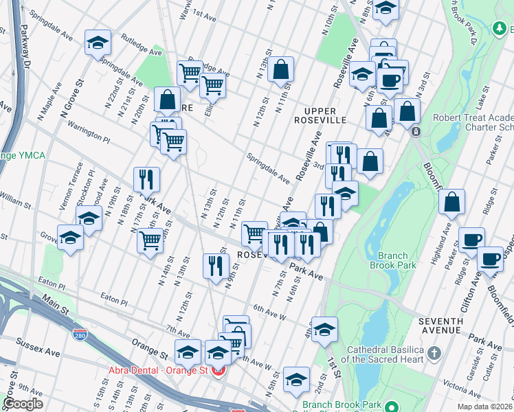 map of restaurants, bars, coffee shops, grocery stores, and more near 446 4th Avenue West in Newark