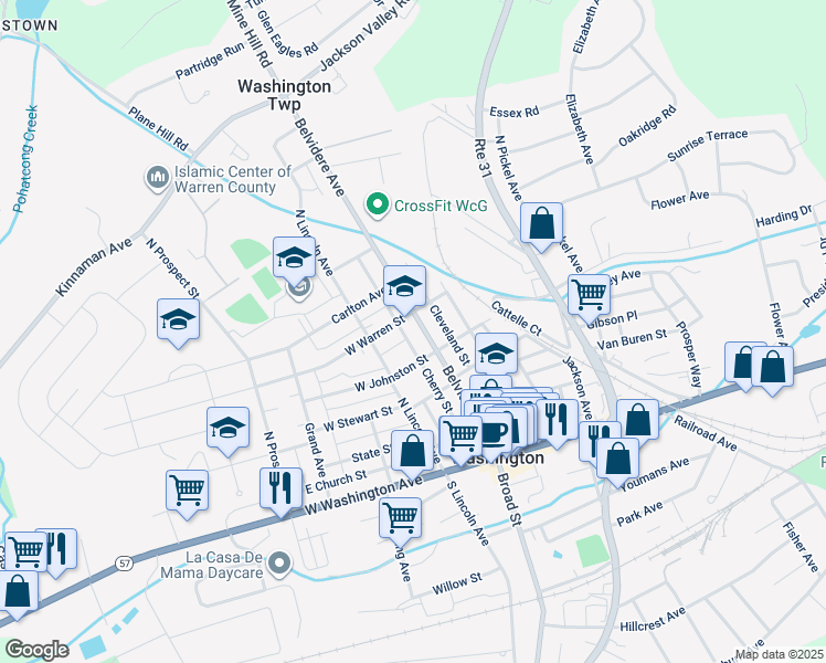 map of restaurants, bars, coffee shops, grocery stores, and more near 16 West Warren Street in Washington