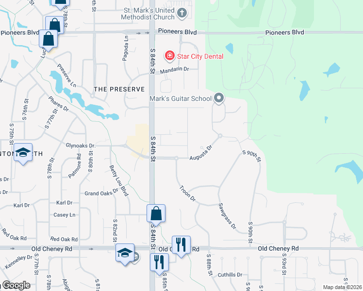 map of restaurants, bars, coffee shops, grocery stores, and more near 4901 Rentfro Drive in Lincoln