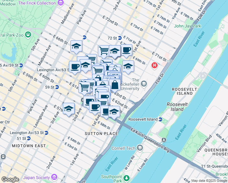 map of restaurants, bars, coffee shops, grocery stores, and more near in New York