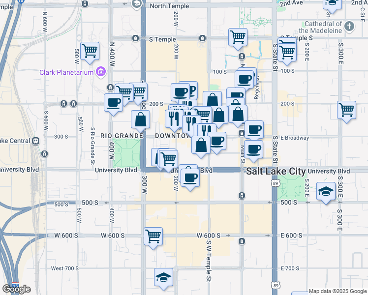 map of restaurants, bars, coffee shops, grocery stores, and more near 159 300 West in Salt Lake City