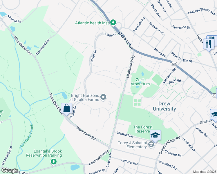 map of restaurants, bars, coffee shops, grocery stores, and more near 5 Giralda Farms in Madison