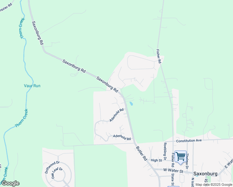 map of restaurants, bars, coffee shops, grocery stores, and more near 1172 Saxonburg Road in Saxonburg