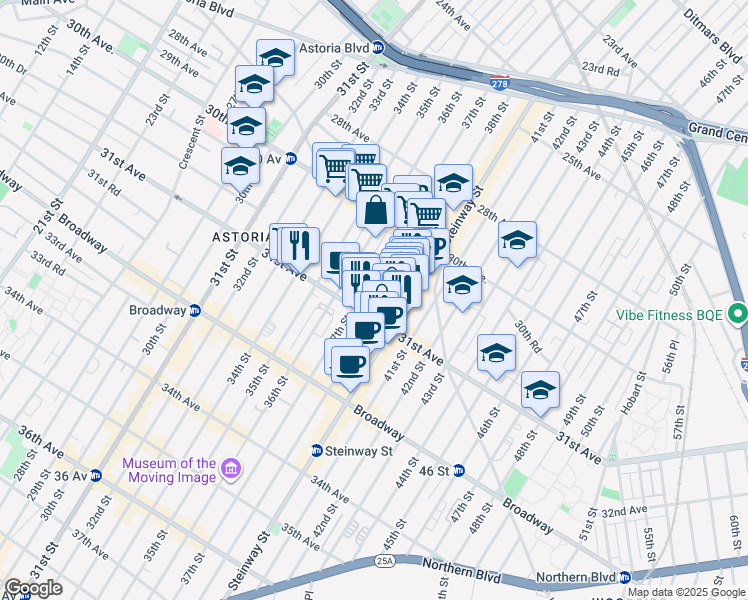 map of restaurants, bars, coffee shops, grocery stores, and more near in 