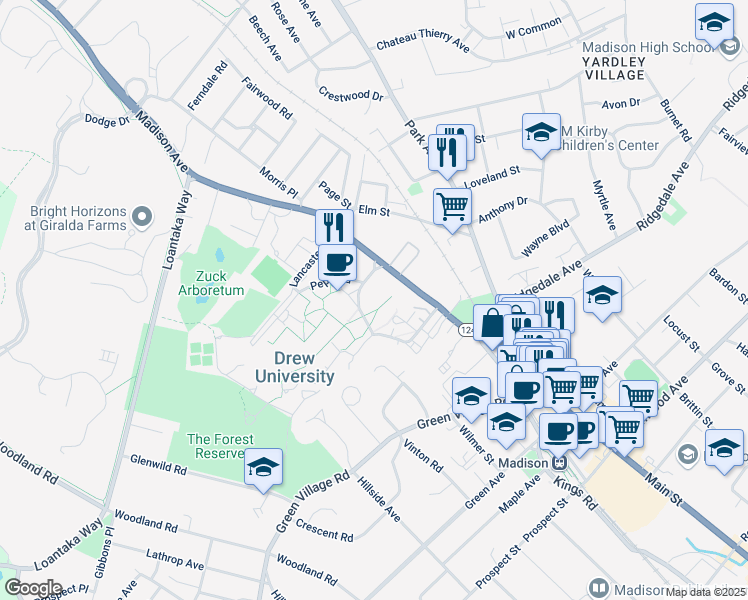 map of restaurants, bars, coffee shops, grocery stores, and more near in Madison