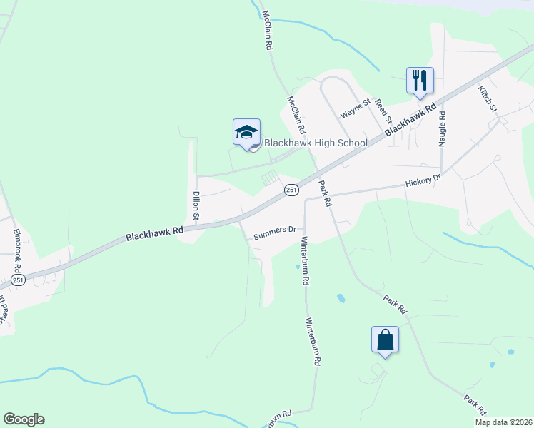 map of restaurants, bars, coffee shops, grocery stores, and more near 541 Blackhawk Rd in Beaver Falls