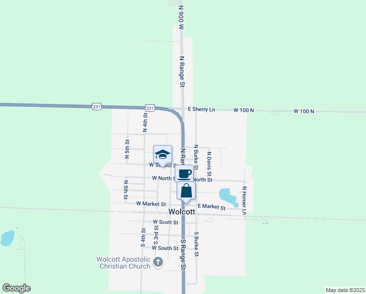 map of restaurants, bars, coffee shops, grocery stores, and more near 500 North Range Street in Wolcott