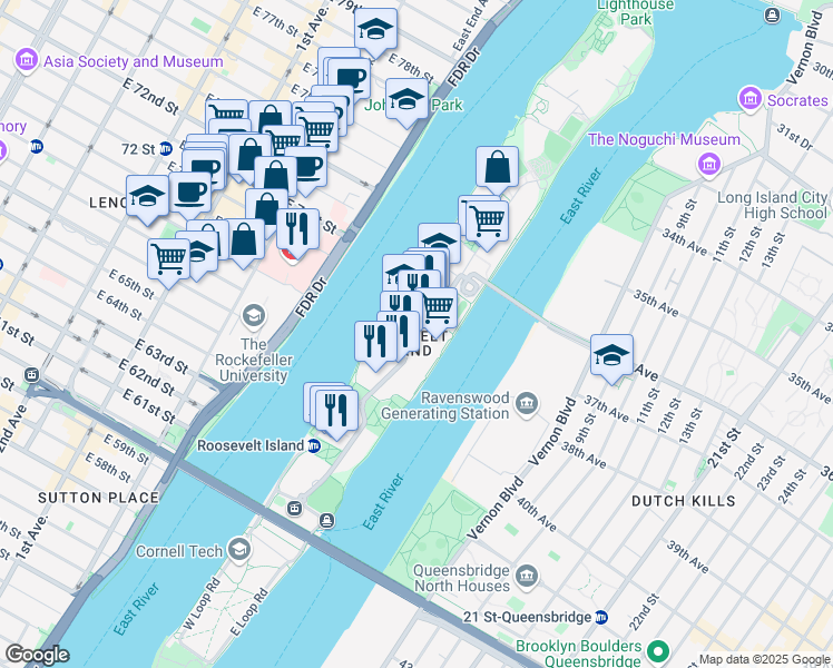 map of restaurants, bars, coffee shops, grocery stores, and more near in New York
