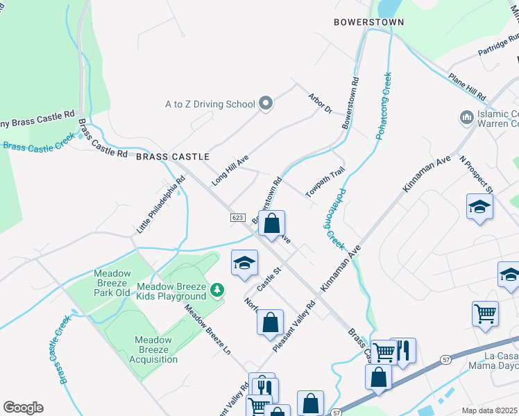 map of restaurants, bars, coffee shops, grocery stores, and more near 9 Bowerstown Road in Washington