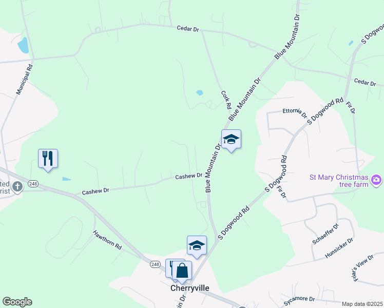 map of restaurants, bars, coffee shops, grocery stores, and more near 4172 Cashew Drive in Walnutport
