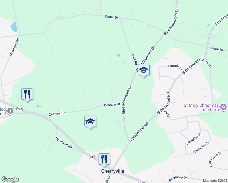 map of restaurants, bars, coffee shops, grocery stores, and more near 4172 Cashew Drive in Walnutport