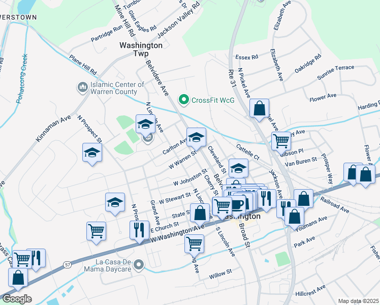 map of restaurants, bars, coffee shops, grocery stores, and more near 16 West Warren Street in Washington